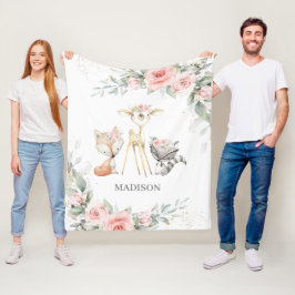 Cobertor De Velo Animais De Floresta Whimsérica Vermelhos Vermelhos