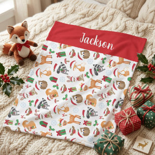 Cobertor De Velo Animais de Natal Personalizados da Floresta para C