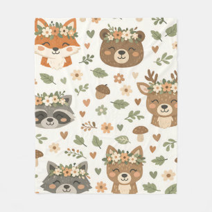 Cobertor De Velo Animais Florais da Floresta Adoráveis