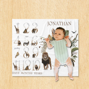 Cobertor De Velo Animais Safari Números da Selva Milestone