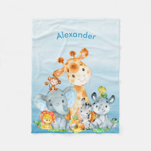 Cobertor De Velo Animais Selvagem Safari Cótaro Azul
