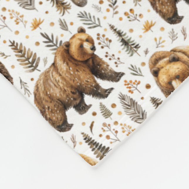 Cobertor De Velo Animais Selvagens com Tema de Urso (Quina)