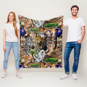 Cobertor De Velo Animais Selvagens da savana africana
