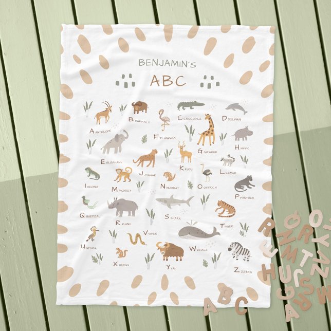 Cobertor De Velo Animais Selvagens De Crianças Diversão Voam Em Ban (Learn ABC Jungle Safari Animals Kids Fleece Blanket ©Susanne Sachers - Sunny Mind Design 🌞)