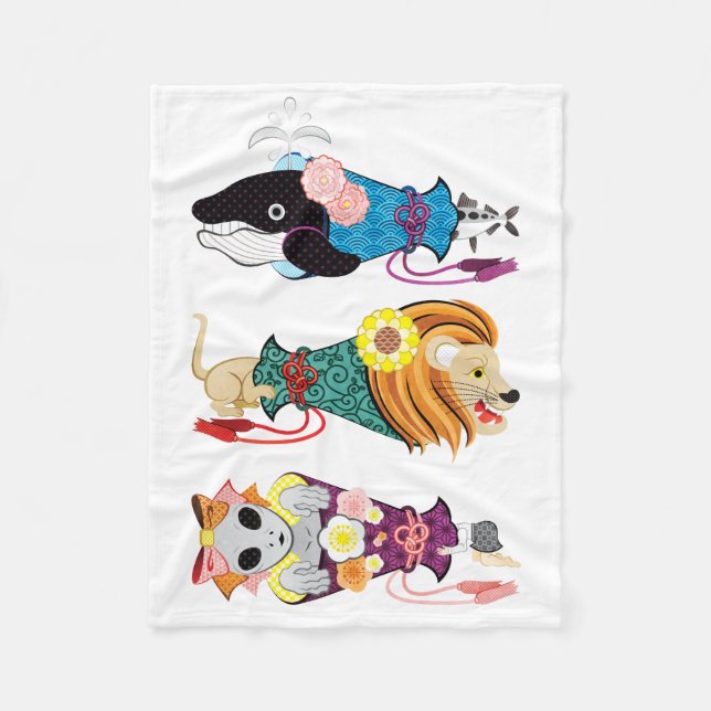 Cobertor De Velo Animal megaphone ... fish, cat, girl (remake) (Frente)