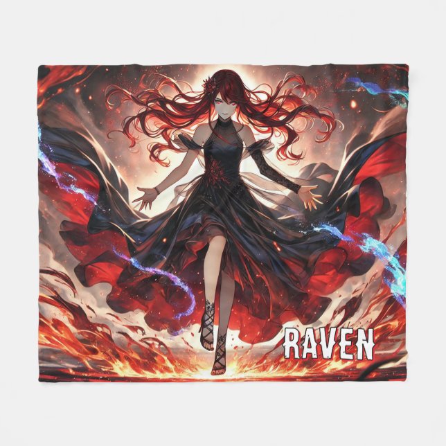 Cobertor De Velo Anime as chamas, encare a tempestade personalizada (Frente (Horizontal))