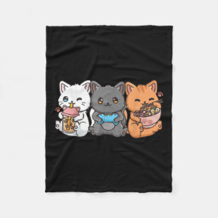 Cobertor De Velo Anime Boba Tea Bubble Tea Gamer Ramen Cat
