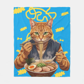 Cobertor De Velo Anime do Gato Estético do Ramen - Arte Pop Japones