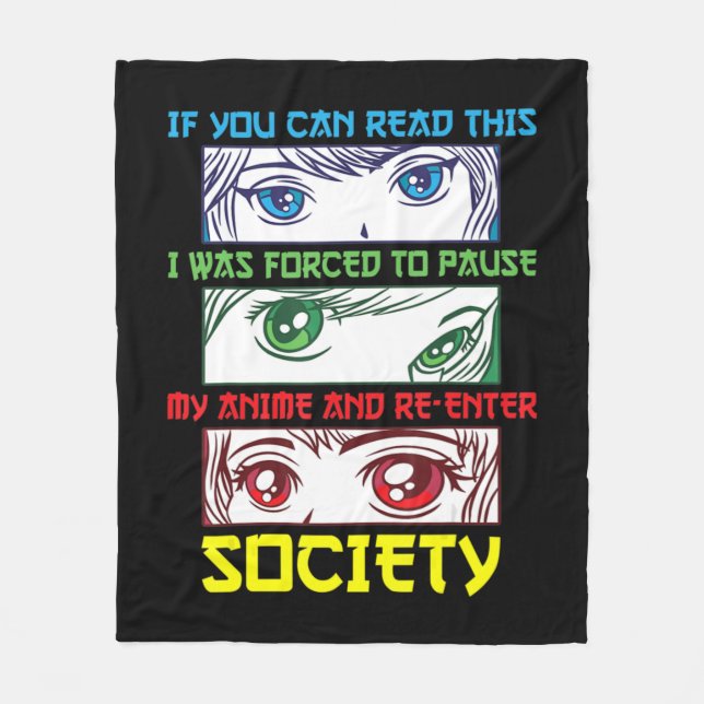Cobertor De Velo Anime Fan Assistindo Anime Phrase Divertido Anime  (Frente)
