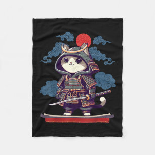 Cobertor De Velo Anime Gato Samurai Japonês Tattoo Kawaii Ninja