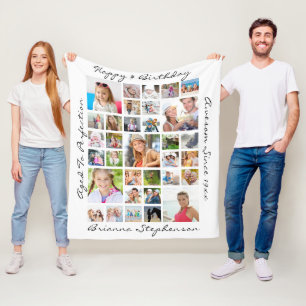 Cobertor De Velo Aniversário 33 Foto Collage Sayings Personalizadas