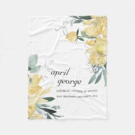 COBERTOR DE VELO ANIVERSÁRIO CLEAN YELLOW GREEN FLORAL WATECOLOR