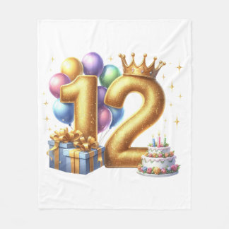 Cobertor De Velo Aniversário de 12 anos dourado