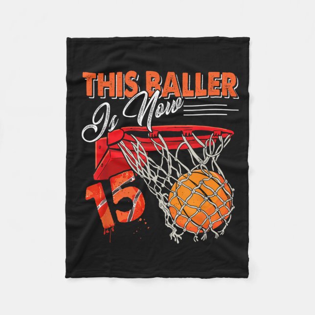 Cobertor De Velo Aniversário de 15 anos de Basquete (Frente)