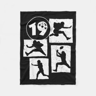 Cobertor De Velo Aniversário de 19 anos Futebol Americano Retro 19