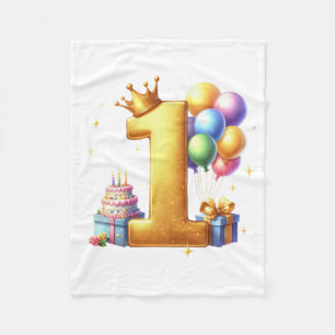 Cobertor De Velo Aniversário de 1 ano Dourado