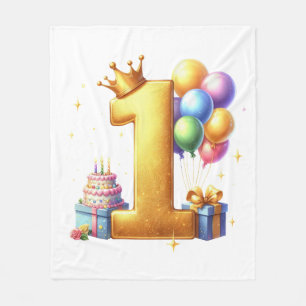 Cobertor De Velo Aniversário de 1 ano Dourado