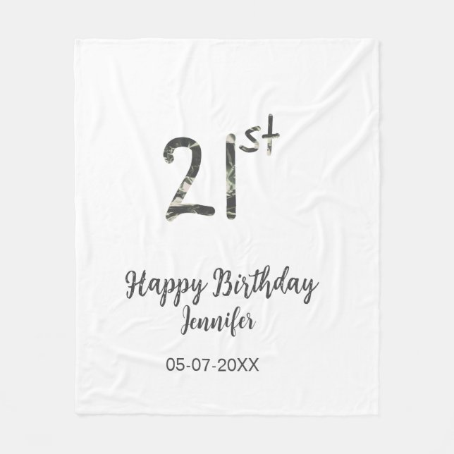 Cobertor De Velo aniversário de 21 anos adiciona nome data ano mode (Frente)