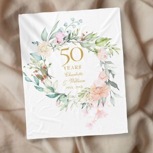 Cobertor De Velo Aniversário de 50 anos de casamento em aquarela fl