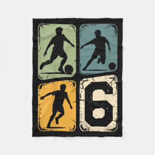 Cobertor De Velo Aniversário de 6 anos 6 Jogador de Futebol Menino