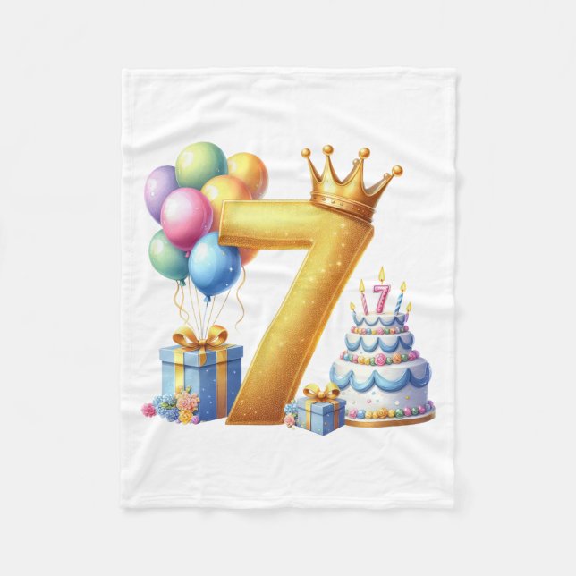 Cobertor De Velo Aniversário de 7 anos dourado (Frente)