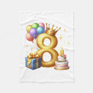 Cobertor De Velo Aniversário de 8 anos dourado