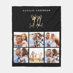 Cobertor De Velo Aniversário de 90 de ouro e colagem de fotos