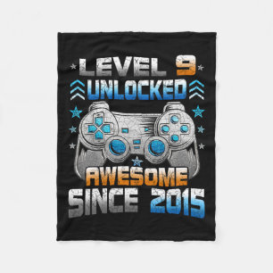 Cobertor De Velo Aniversário de 9 Anos Meninos Gamer 9 Anos Nível 9