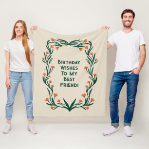 Cobertor De Velo Aniversário Deseja Frame Floral Elegante