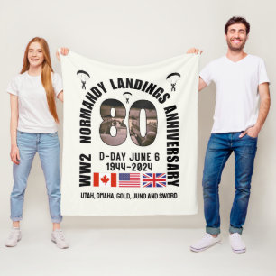Cobertor De Velo Aniversário do 80 WW2 dos DESEMBARQUES NORMANDY NO