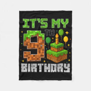 Cobertor De Velo Aniversário É o meu 9º Aniversário Gamer Pixel Boy