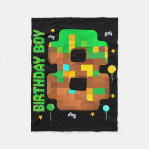 Cobertor De Velo Aniversário Engraçado de 8 anos Jogo Pixel Menino 