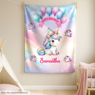 Cobertor De Velo Aniversário Pastel Unicorn Blanket para Rapariga