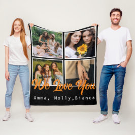 Cobertor De Velo Aniversário personalizado colagem de fotos preto b
