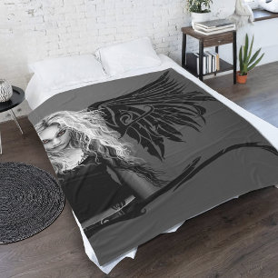 Cobertor De Velo Anjo Caído Tribal Preto Edgy Olhos Vermelhos Gótic