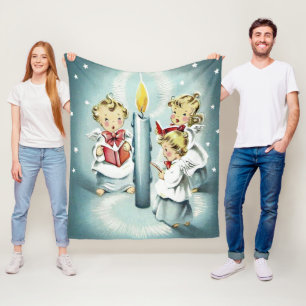 Cobertor De Velo Anjos cantores de Natal vintage Vela azul