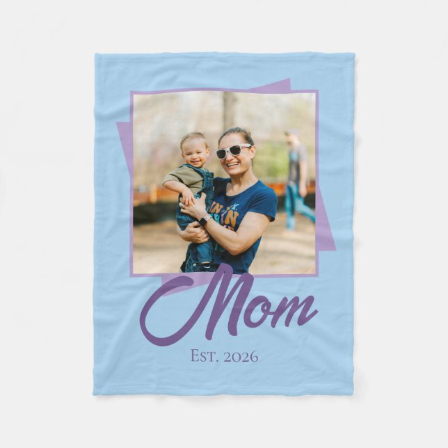 Cobertor De Velo Ano de Fundação da Mamãe com Foto (Frente)