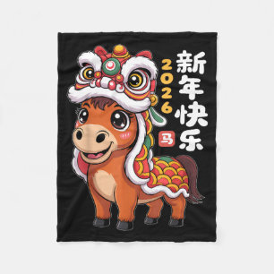 Cobertor De Velo Ano do Cavalo 2026 Ano Novo Chinês Dança do Leão