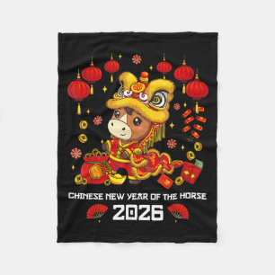 Cobertor De Velo Ano Novo Chinês do Cavalo 2026 Dança do Leão Fofa