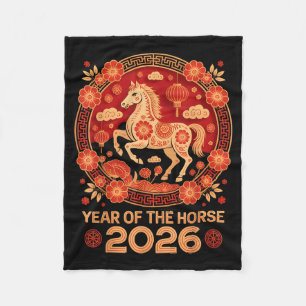 Cobertor De Velo Ano Novo Lunar Vintage 2026 - Ano do Cavalo