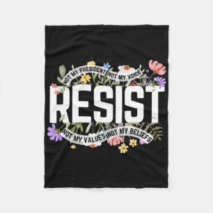 Cobertor De Velo Anti-Trump Floral Resiste Não Meu Presidente - Pre