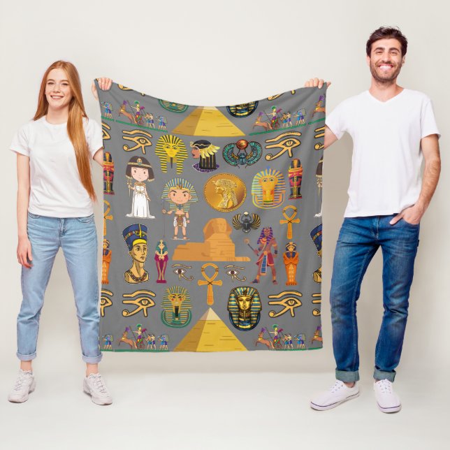 Cobertor De Velo Antigo Egípcio Hieroglífico - Padrão Faraó (In Situ)