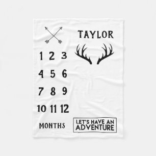 Cobertor De Velo Antler Adventure Baby Boy Milestone Blanket