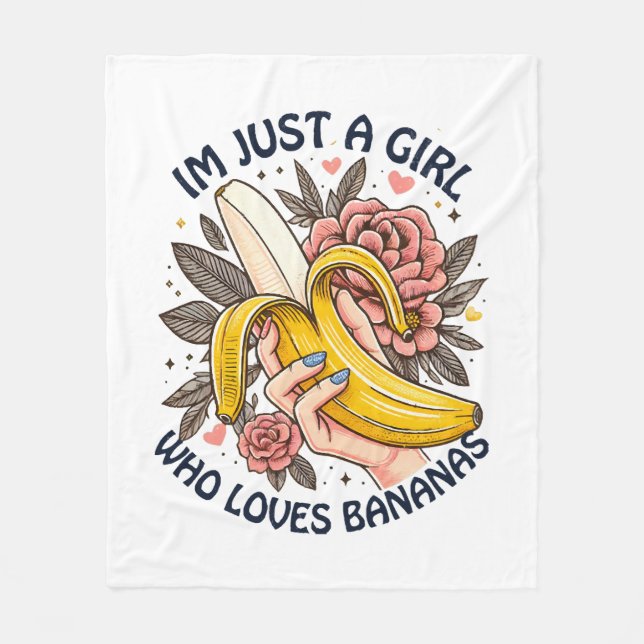 Cobertor De Velo Apenas Uma Garota Que Ama Bananas  (Frente)