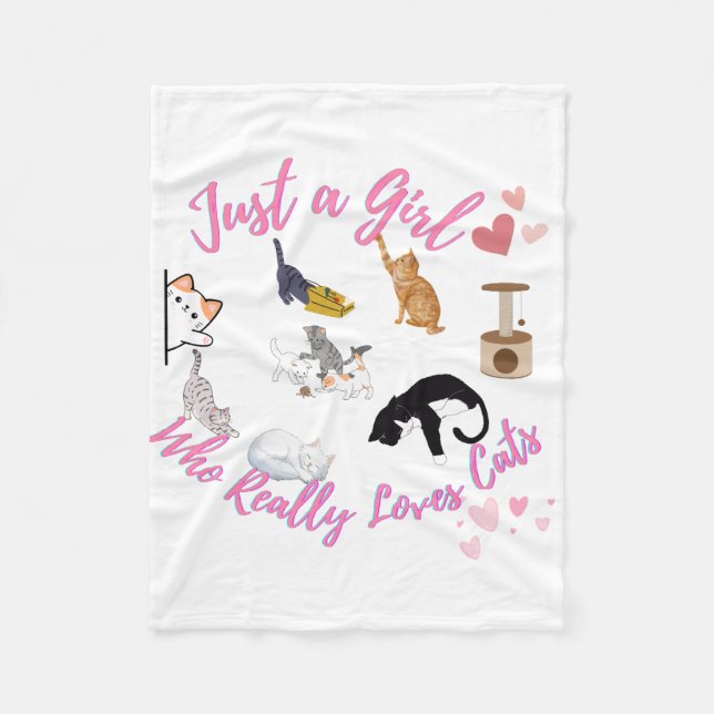 Cobertor De Velo Apenas Uma Menina Que Ama Gatos (Frente)