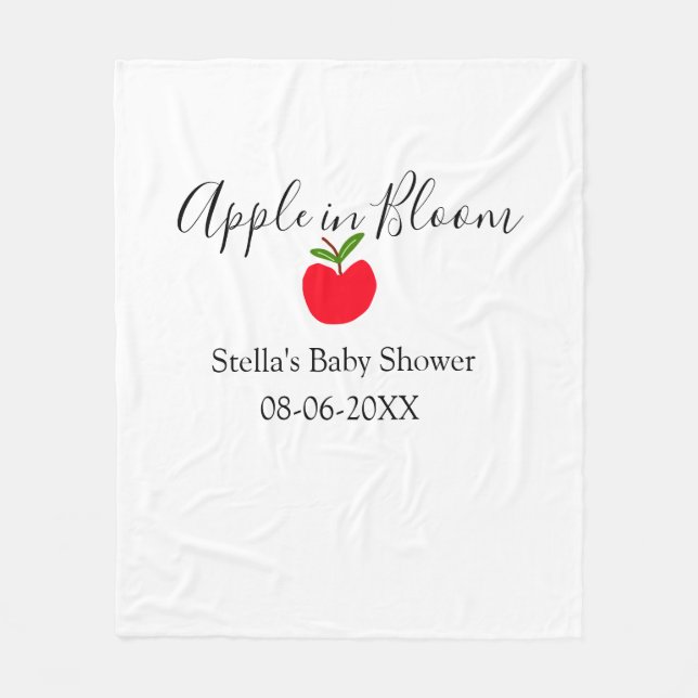 Cobertor De Velo Apple in bloom baby shower red apple name date  (Frente)