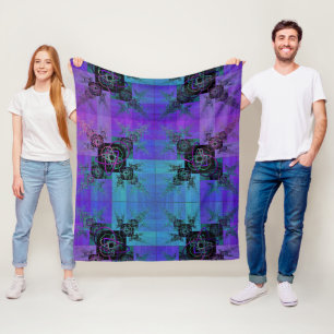 Cobertor De Velo Aqua e Lilac Fractal Joy Fleece Blanket