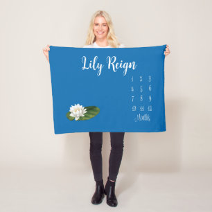 Cobertor De Velo Aqua Lily Pad Baby Milestone Blanket Personalizado