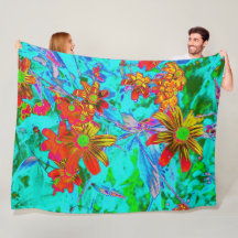 Aqua Tropical com Flores Amarelas e Laranja