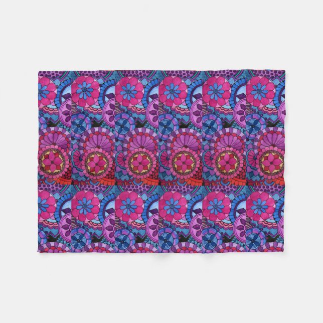 Cobertor De Velo Aquarela Arco-Íris Cores Mandala (Frente (Horizontal))